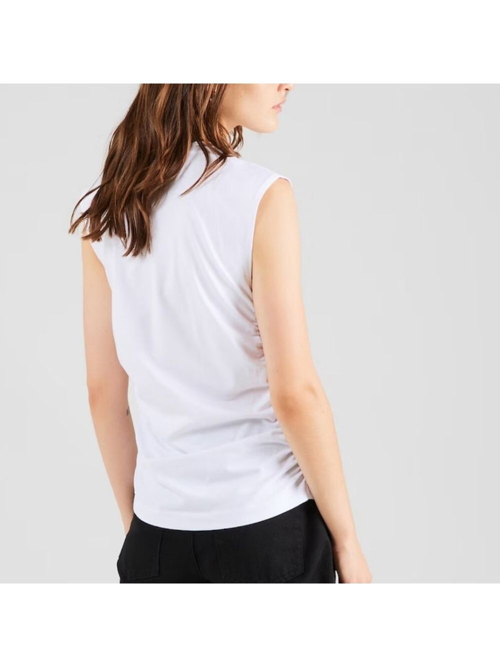 Topshop White Scrunch Sleeves Top NWOT - Picture 6 of 7